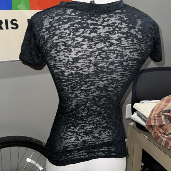 Black shirt University of Miami vneck w/sparkles- sheer - Picture 4 of 5